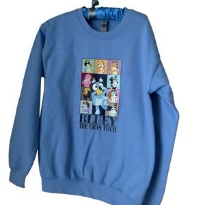 Bluey The Eras Tour Light Blue Crewneck Sweatshirt Sz S